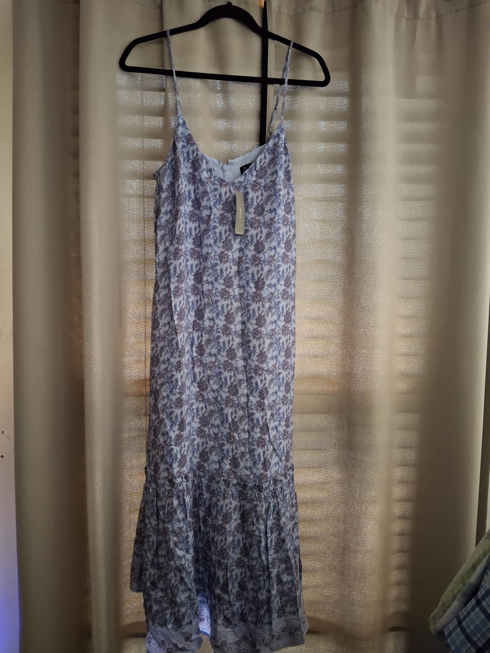 J. Crew Blue and White Floral Maxi Slip Dress